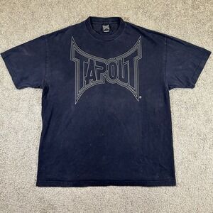 Vintage Y2K Tapout We F@CK Black T-shirt Faded Rare 2 Sided MMA Grunge Cyber